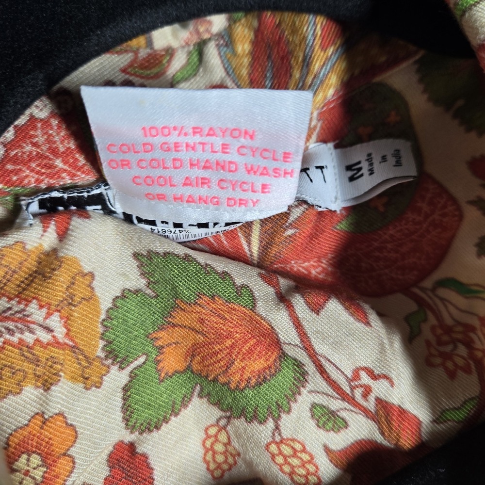 Gretchen Scott Floral Button Front Blouse Womens Medium Bell Sleeve Boho - Picture 4 of 13